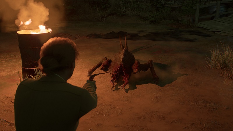 Alone in the Dark: Someone about to shoot a ghoulish monster.